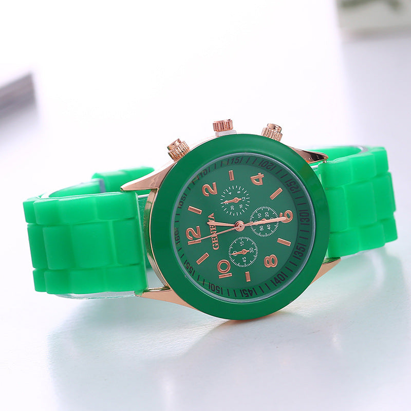 in stock Geneva Geneva Silicone Watch Women's Korean Style Fashion Beautiful Color Jelly Student Casual Watch