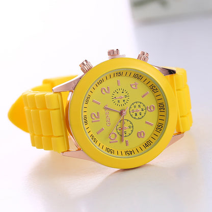 in stock Geneva Geneva Silicone Watch Women's Korean Style Fashion Beautiful Color Jelly Student Casual Watch
