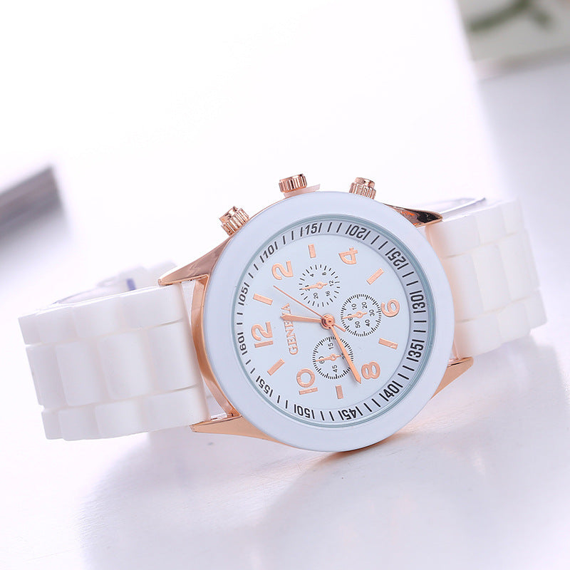 in stock Geneva Geneva Silicone Watch Women's Korean Style Fashion Beautiful Color Jelly Student Casual Watch
