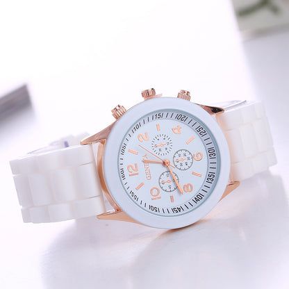 in stock Geneva Geneva Silicone Watch Women's Korean Style Fashion Beautiful Color Jelly Student Casual Watch