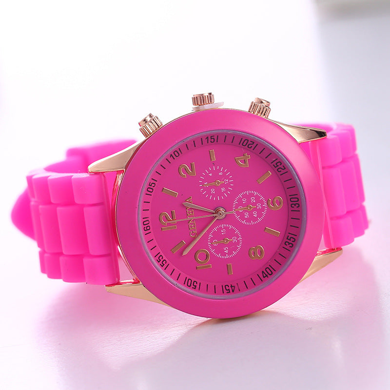in stock Geneva Geneva Silicone Watch Women's Korean Style Fashion Beautiful Color Jelly Student Casual Watch
