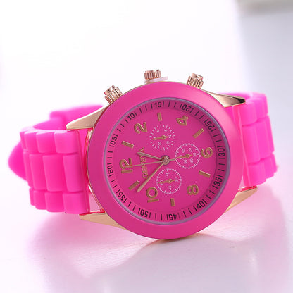 in stock Geneva Geneva Silicone Watch Women's Korean Style Fashion Beautiful Color Jelly Student Casual Watch