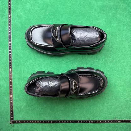 Prada - Monolith Brushed Leather Loafers