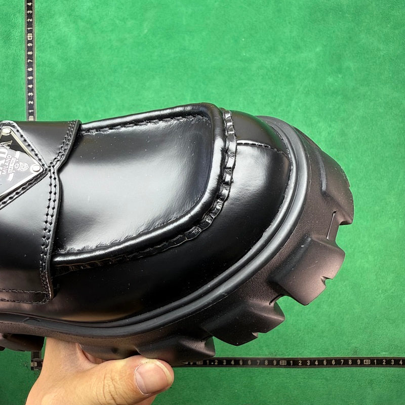 Prada - Monolith Brushed Leather Loafers