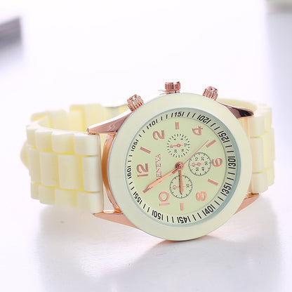 in stock Geneva Geneva Silicone Watch Women's Korean Style Fashion Beautiful Color Jelly Student Casual Watch