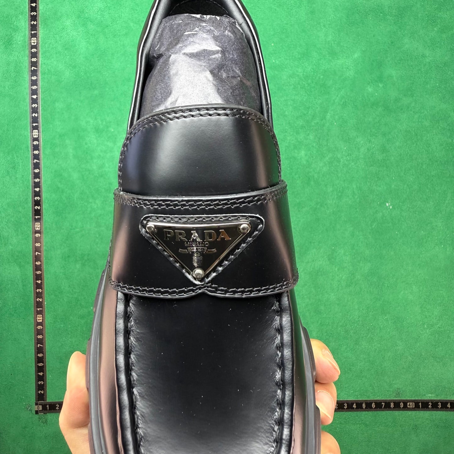Prada - Monolith Brushed Leather Loafers