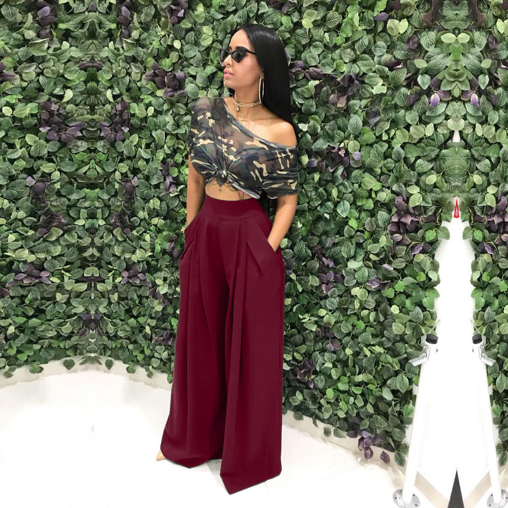 S2018 Hot-Selling Fashion Stylish Flared Pants Wide-Leg Casual Pants Autumn and Winter Wide-Leg Pants 14 Colors Available