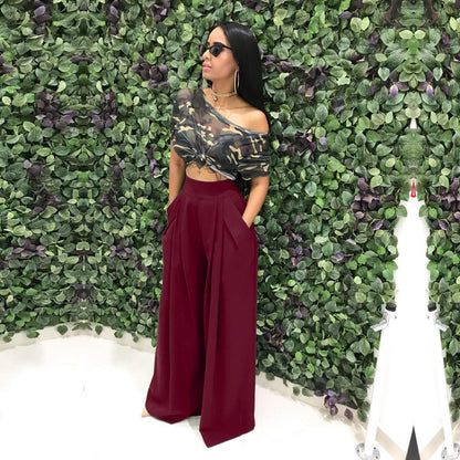 S2018 Hot-Selling Fashion Stylish Flared Pants Wide-Leg Casual Pants Autumn and Winter Wide-Leg Pants 14 Colors Available