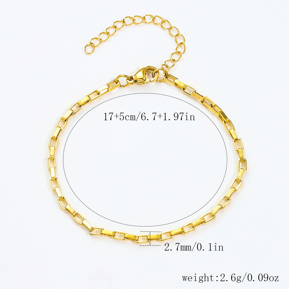 Stainless Steel Bracelet 18K Gold Vacuum Plating Furnace Versatile Simple Everyday Basic Bracelet Color-Preserving Jewelry