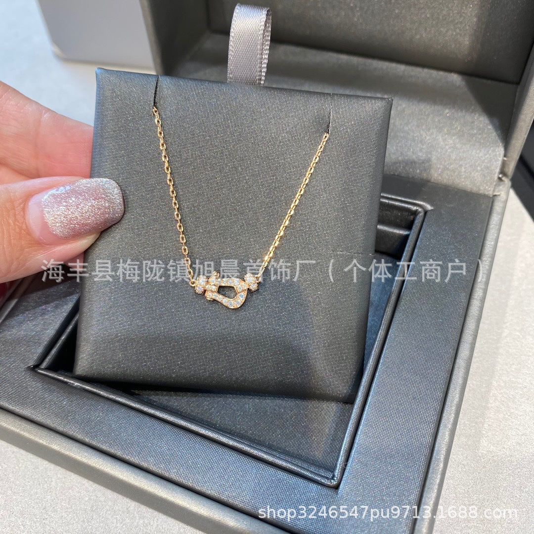Fred Horseshoe Mini small size Full of Diamond Gifts Ins Lucky Small Bracelet Nautical Buckle Bracelet Necklace