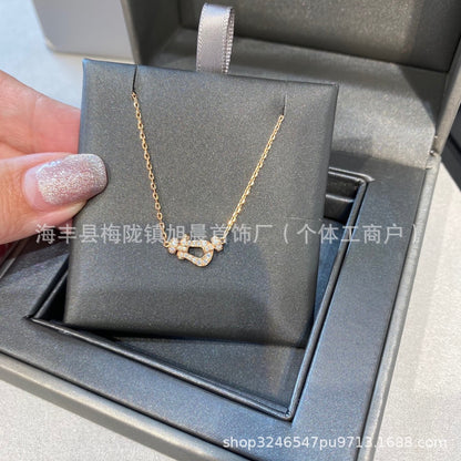 Fred Horseshoe Mini small size Full of Diamond Gifts Ins Lucky Small Bracelet Nautical Buckle Bracelet Necklace