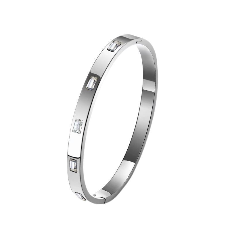 Cross-border Stainless Steel Bracelet Women's High-grade Electroplated Circle Bracelet Diamond Light Luxury Titanium Steel Fashion Jewelry