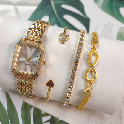 2025 New Light Luxury Steel Band Women's Watch Female Student Fashion Simple Square Quartz Watch Wholesale