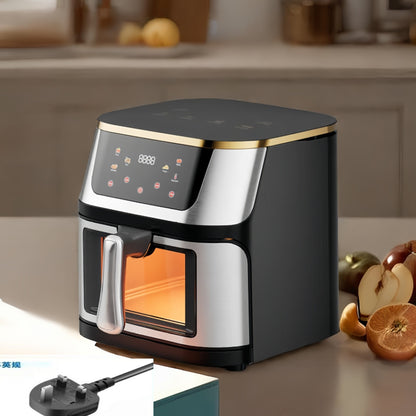 Air Fryer Stainless Steel Touch Computer Air Fryer Fried Chicken Fries Household Large Capacity Visual Electric Fryer