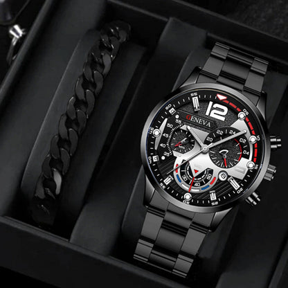 Factory direct sales calendar steel watch men's large dial quartz watch cross-border hot foreign trade men's watches wholesale