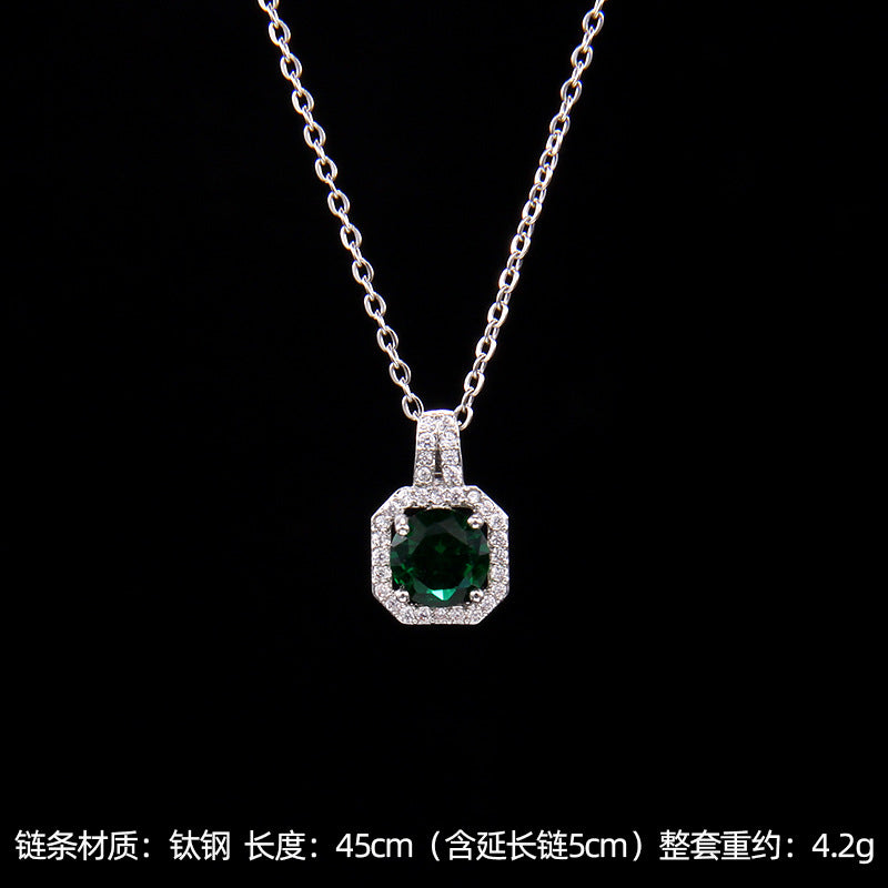 Set of Zircon Cross-Border Aliexpress Crystal Square Diamond Full Diamond Perfume Bottle Necklace Women's Jewelry Earrings Hot Selling Earrings