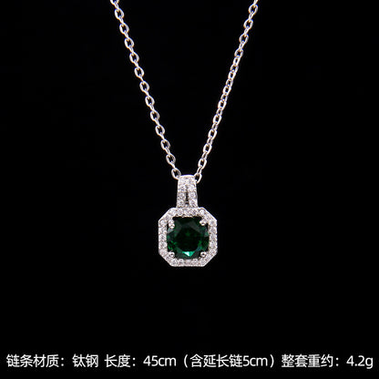 Set of Zircon Cross-Border Aliexpress Crystal Square Diamond Full Diamond Perfume Bottle Necklace Women's Jewelry Earrings Hot Selling Earrings
