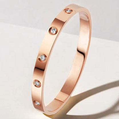 Cross-border Stainless Steel Bracelet Women's High-grade Electroplated Circle Bracelet Diamond Light Luxury Titanium Steel Fashion Jewelry