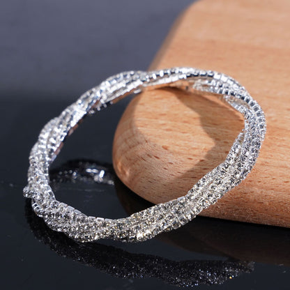 Women's Braided Crystal Bracelet Stretch High-end Bracelet Girlfriend Bracelet Light Luxury Photo Shooting Exquisite Jewelry