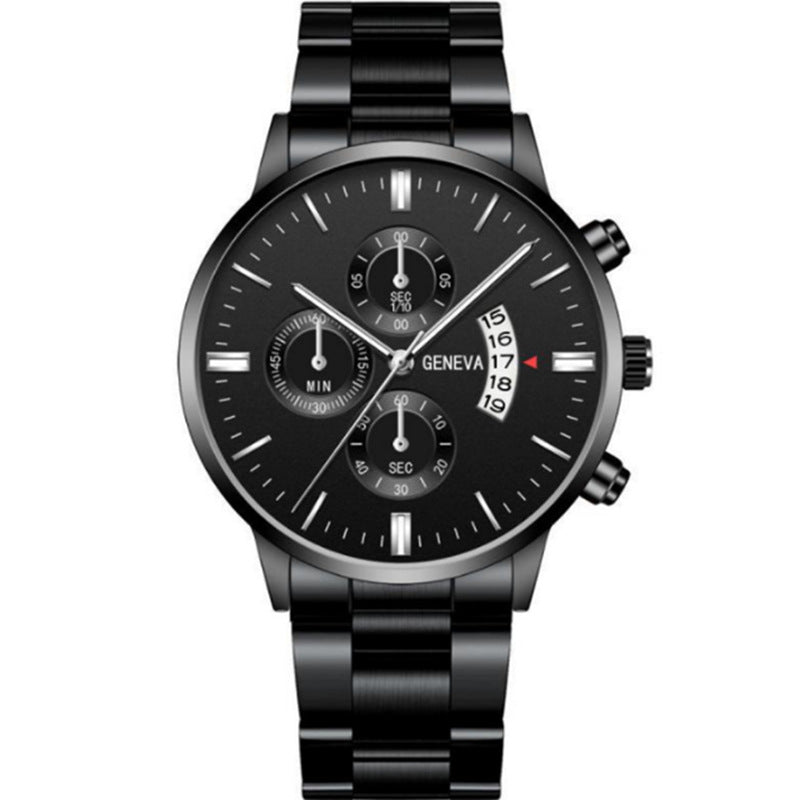 Factory direct sales calendar steel watch men's large dial quartz watch cross-border hot foreign trade men's watches wholesale