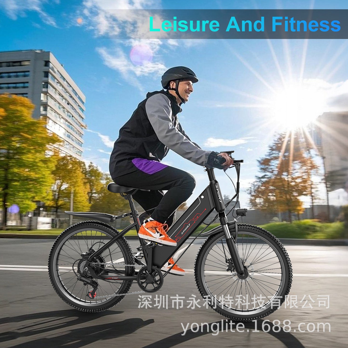 26 Inch 48V Lithium Battery Mountain Electric Bicycle Men's and Women's Casual Bicycle Drop Shipping from Us Overseas Warehouse