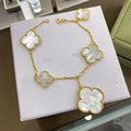 Vanjia Four-Leaf Clover Large and Small Flower Bracelet for Women Ins Thick Plated 18K Rose Gold Red Agate Bracelet Manufacturer Wholesale