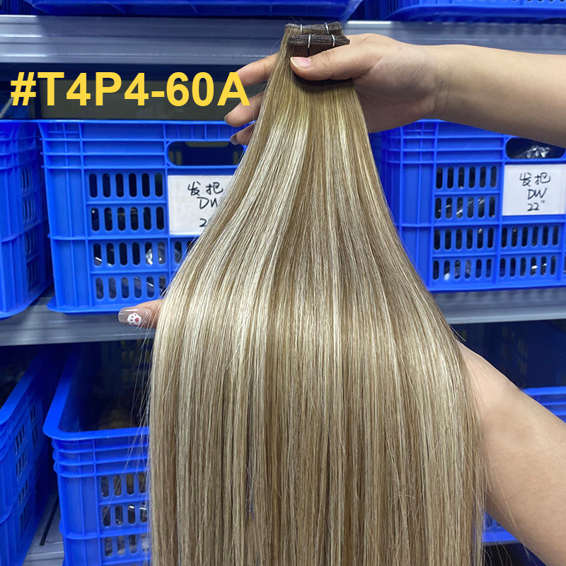 Human Hair Wig Hand Braided Hair Curtain Ladies Human Hair Genius Weft Bundles European and American Cross-Border