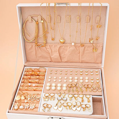 Jewelry Set New Cross-Border Hot European and American Hot Selling Imitation Pearl Alloy Jewelry Set (without Box)