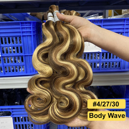 Wig Real Human Hair Hair Handle Hair Bundle P4/27/30Bulk Hair Human Hair European and American Cross-Border Wig