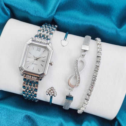 2025 New Light Luxury Steel Band Women's Watch Female Student Fashion Simple Square Quartz Watch Wholesale
