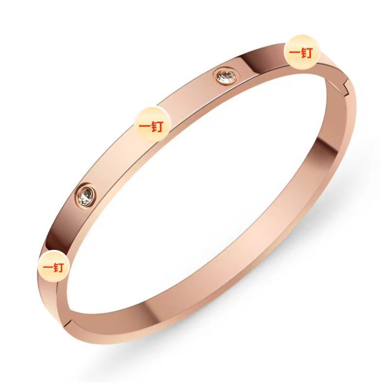European and American Cross-Border Stainless Steel Bracelet, Titanium Steel Nail Bracelet for Women, Non-Fading, Simple, Versatile, Fashionable and Elegant Bracelet