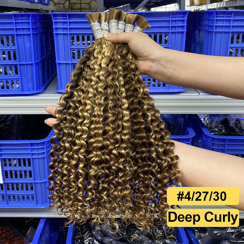 Wig Real Human Hair Hair Handle Hair Bundle P4/27/30Bulk Hair Human Hair European and American Cross-Border Wig