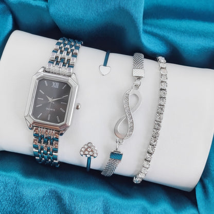 2025 New Light Luxury Steel Band Women's Watch Female Student Fashion Simple Square Quartz Watch Wholesale