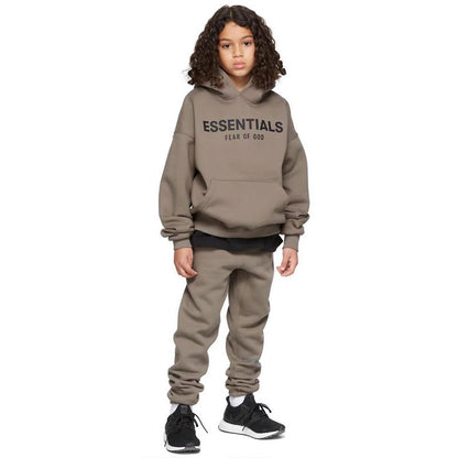 Trendy Brand Children's Clothing Essentials Autumn and Winter Suit Men's and Women's High Street Loose Hooded Fleece Sweater Pants