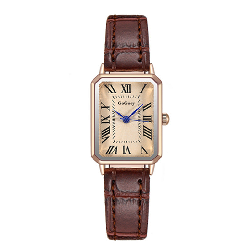 New Style Women's Watch Temperament Retro Roman Blue Needle Scale Design Simple Fashion Square Watch Quartz Watch