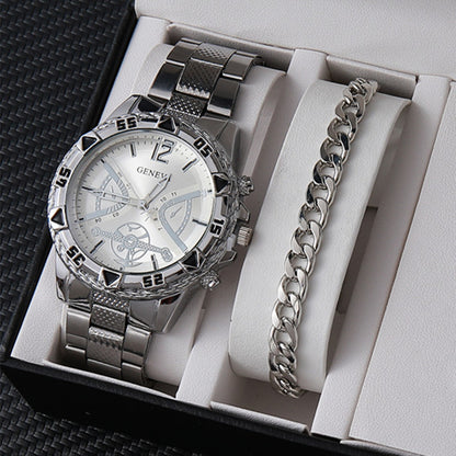 Factory direct sales calendar steel watch men's large dial quartz watch cross-border hot foreign trade men's watches wholesale