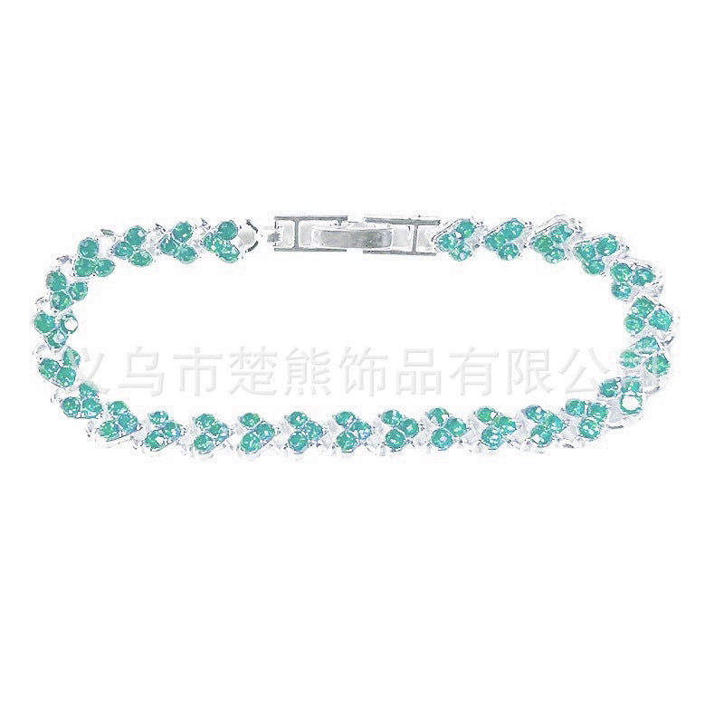 Wish Popular Heart-Shaped Diamond-Plated Silver-Plated Roman Bracelet Girls Fashion Crystal Bracelet Bracelet Bracelet