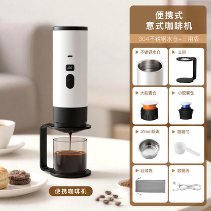 Cross-border portable capsule coffee machine automatic wireless heating small household outdoor portable coffee machine wholesale