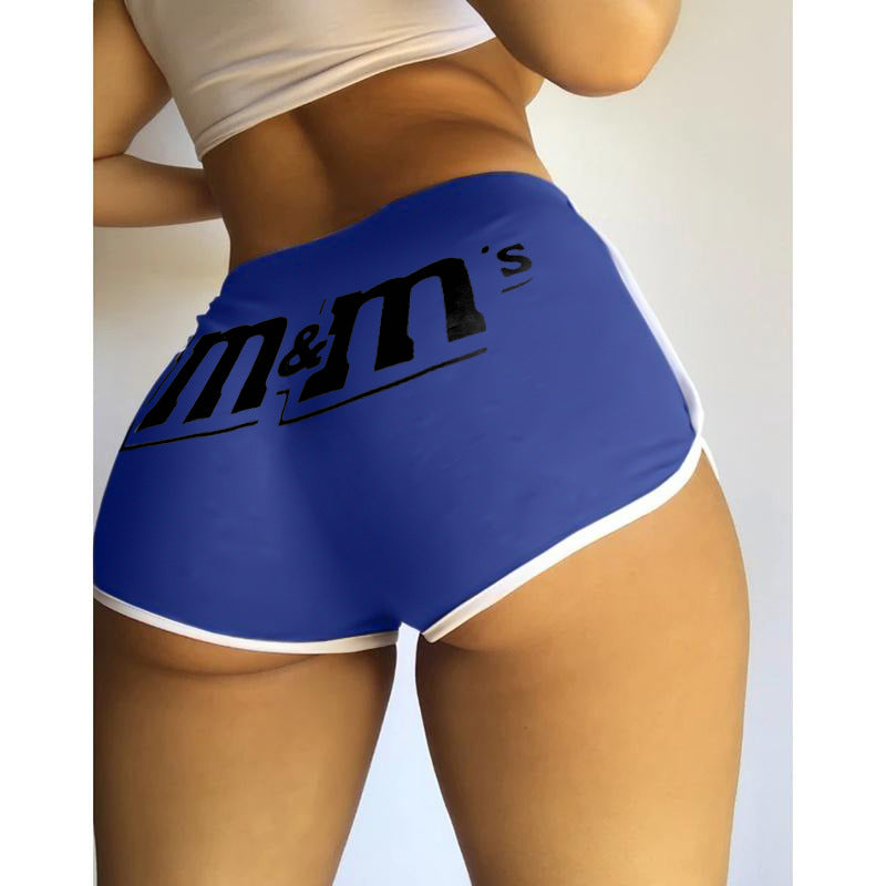 S390076 Amazon Hot Selling European and American Clothing Sexy Tight Shorts Letter Printed Popular Shorts Yoga Pants