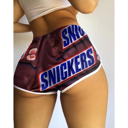 S390076 Amazon Hot Selling European and American Clothing Sexy Tight Shorts Letter Printed Popular Shorts Yoga Pants