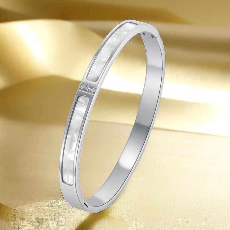 Cross-border Stainless Steel Bracelet Women's High-grade Electroplated Circle Bracelet Diamond Light Luxury Titanium Steel Fashion Jewelry