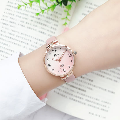 Card Mystery ins Style Student Watch Women's Harajuku Simple Gradient Thin Strap Waterproof Electronic Quartz Watch for Junior High School