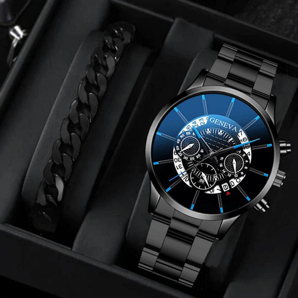 Factory direct sales calendar steel watch men's large dial quartz watch cross-border hot foreign trade men's watches wholesale