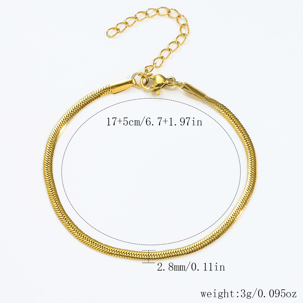 Stainless Steel Bracelet 18K Gold Vacuum Plating Furnace Versatile Simple Everyday Basic Bracelet Color-Preserving Jewelry