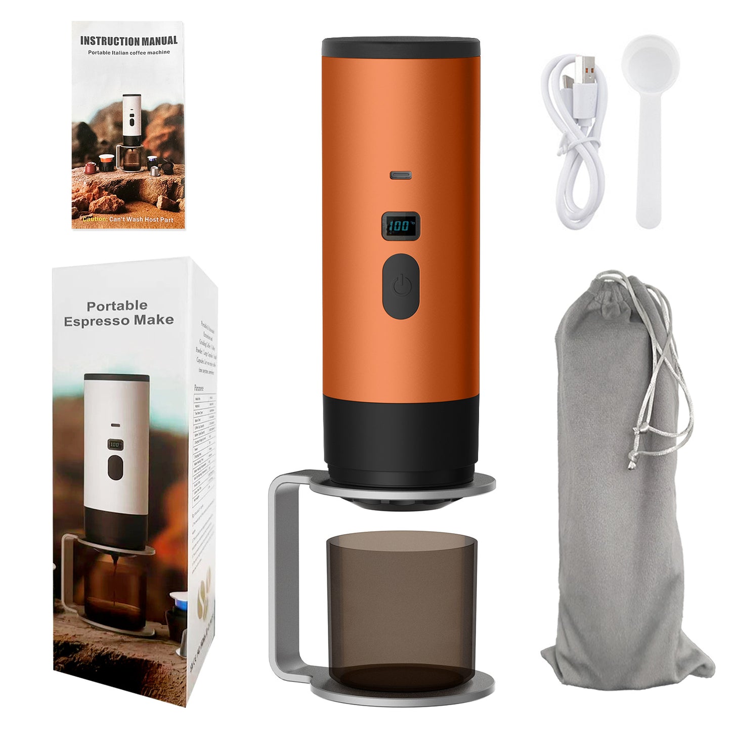 Cross-border portable capsule coffee machine automatic wireless heating small household outdoor portable coffee machine wholesale