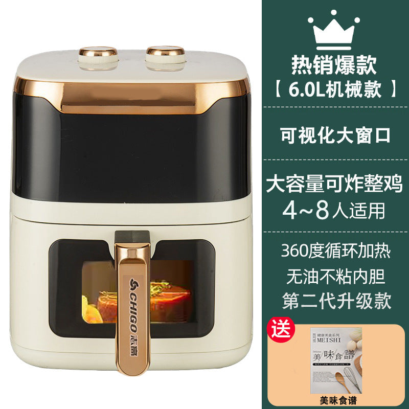 Air Fryer Smart Visual Oil-Free Electric Fryer for Home Use, No Need to Turn the Food, Multifunctional, Large Capacity, 2025 New Model in Stock