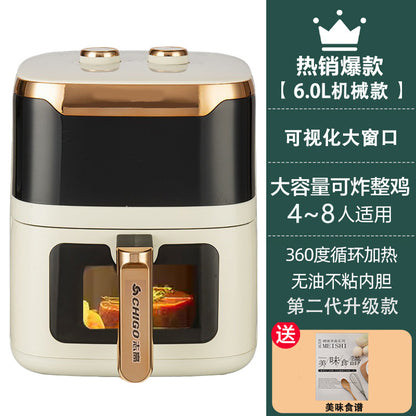 Air Fryer Smart Visual Oil-Free Electric Fryer for Home Use, No Need to Turn the Food, Multifunctional, Large Capacity, 2025 New Model in Stock