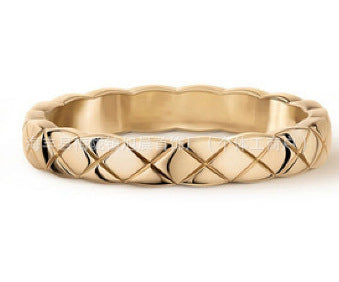 European and American Cross-Border Fashion Wavy Edge Glossy Rhombus Cross Ring Women's Personalized High-End Index Finger Titanium Steel Ring