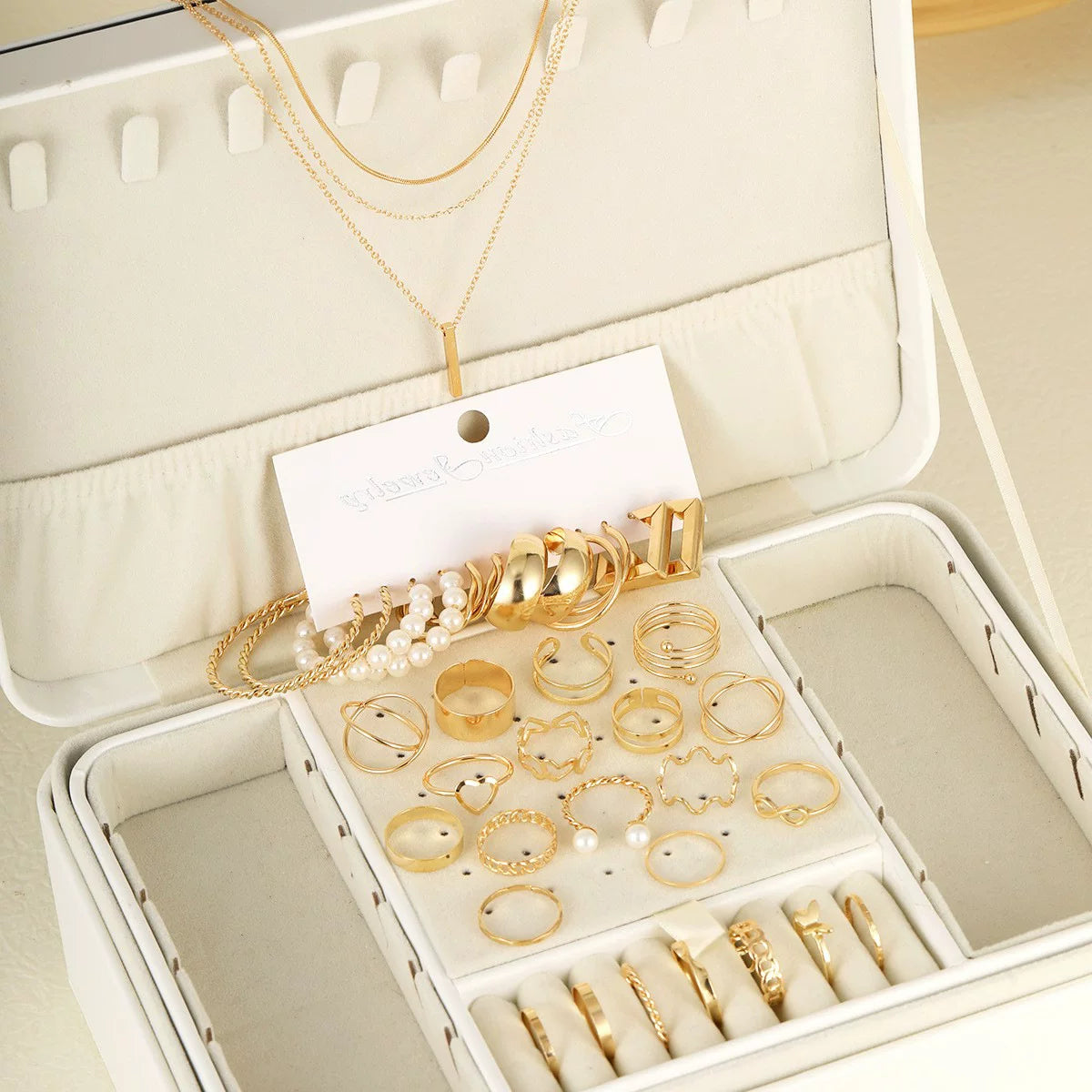 Jewelry Set New Cross-Border Hot European and American Hot Selling Imitation Pearl Alloy Jewelry Set (without Box)