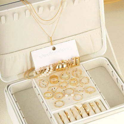 Jewelry Set New Cross-Border Hot European and American Hot Selling Imitation Pearl Alloy Jewelry Set (without Box)